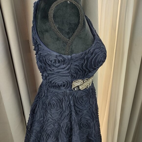 Trixxi Halter Look Rhinestone Embellished Blue Formal/Prom/Wedding Dress Size 1 - Picture 4 of 14